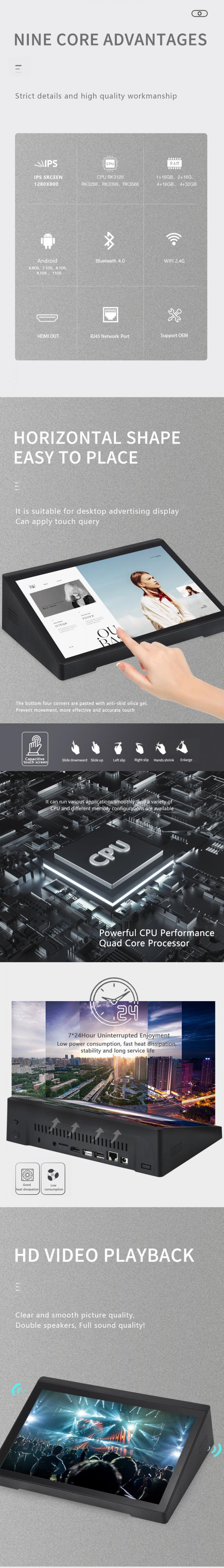 8 Inch Calling Device Horizontal Android All In One Machine 1280*800 Ips Screen With Wifi Bluetooth 1