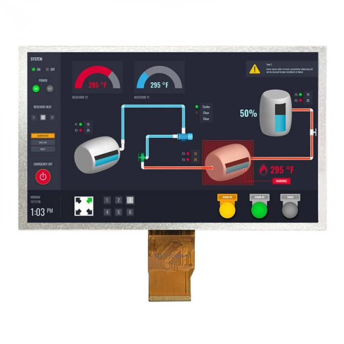 7 Inch TFT LCD Display Wide Temperature Operation RGB 1024x600 50pins HMI Screen 5