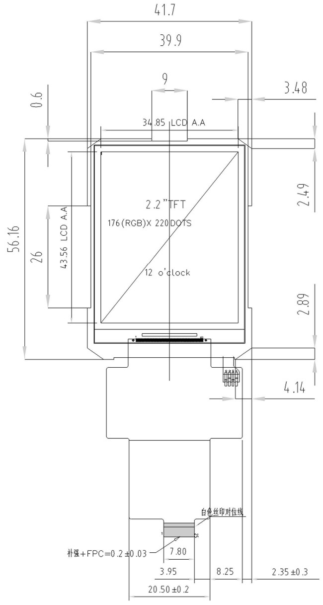 2.2" Inch Touch Panel Screen 176x220 ILI9225G QCIF REACH RoHS Compliant 0