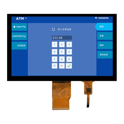 Outdoor Application Use 1000nits 7 Inch PCAP TFT Display 1024x600 LVDS Wide Operating Temp. Range