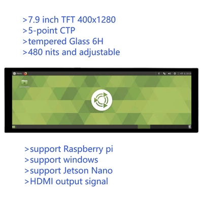 7.9 Inch Stretched Bar Type HD Monitor, 7.9 inch TFT Display for Raspberry Pi